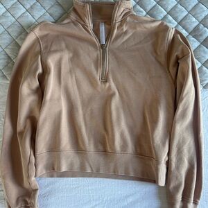 Fabletics Zip-Up Pullover in Soft Beige